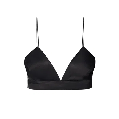 Aggi Bralette Top Asha Satin Glossy Black