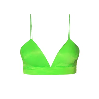 Aggi By Halewski Women's Asha Satin Green Flash Bralette Top