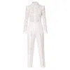 Aggi By Halewski Women's Aylin Aesthetic White Lace Top Jumpsuit In White
