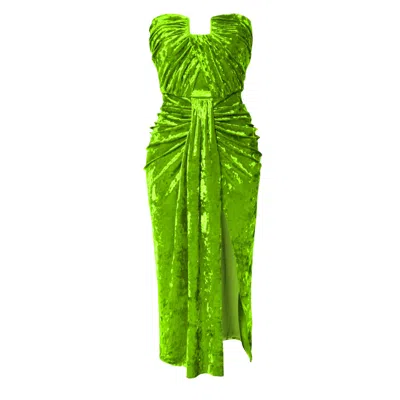 Aggi Women's Bella Summer Green Corset Strapless Velvet Midi Dress
