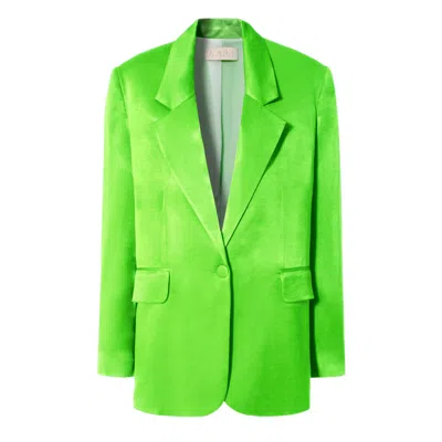 Aggi By Halewski Women's Bellamy Satin Green Flash Blazer