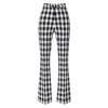 Aggi By Halewski Women's Black Lexi High Waist Flared Vichy Check Trousers - Long In Black