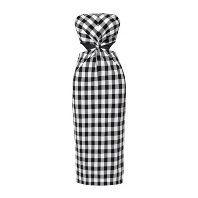 Aggi Women's Black Lilly-rose Strapless Vichy Check Midi Dress
