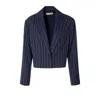 Aggi By Halewski Women's Blue Lora Mood Indigo Short Tennis Stripe Blazer In Blue