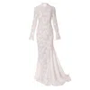 Aggi By Halewski Women's Cameron Off White Lace Maxi Dress With A Fishtail Train In White