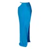 AGGI WOMEN'S FAYE COSMIC BLUE SATIN MAXI SKIRT