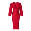 Aggi By Halewski Women's Gloria Red Long Sleeve Draped Dress In Red