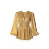 Aggi By Halewski Women's Grace Golden Glow Mini Party Jumpsuit In Gold
