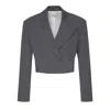 AGGI WOMEN'S GREY GIORGIA CASTLEROCK SHORT DOUBLE BREASTED BLAZER