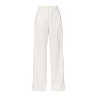 AGGI WOMEN'S GWEN AESTHETIC WHITE HIGH WAISTED WIDE TROUSERS
