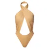 Aggi By Halewski Women's Liv Gold Body Suit With Open Back In Gold