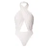 Aggi By Halewski Women's Liv Off White Body Suit With Open Back In White
