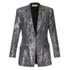 Aggi By Halewski Women's Luna Silver Diamond Sequin Blazer In Silver