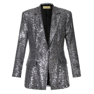 Aggi Women's Luna Silver Diamond Sequin Blazer