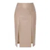 Aggi By Halewski Women's Neutrals Salma Cool Beige Vegan Leather Pencil Skirt In Beige/black