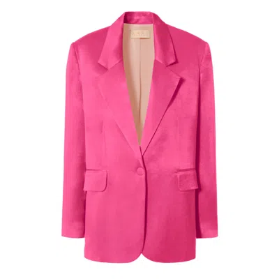 Aggi Women's Pink / Purple Bellamy Satin Barbie Pink Blazer In Pink/purple