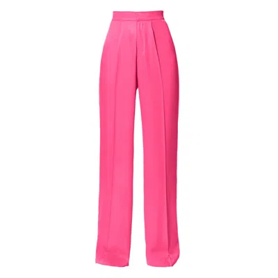 Aggi Women's Pink / Purple Jessie Satin Barbie Pink Wide Trousers In Pink/purple