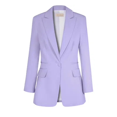 Aggi By Halewski Women's Pink / Purple Laura Lavender Single Breasted Midi Blazer In Pink/purple