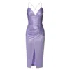 Aggi By Halewski Women's Pink / Purple Tessa Lavender Pearl Midi Dress In Pink/purple