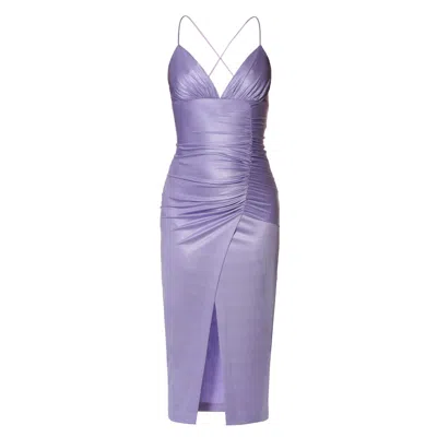 Aggi By Halewski Women's Pink / Purple Tessa Lavender Pearl Midi Dress In Pink/purple
