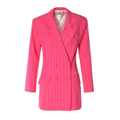 Aggi Women's Pink / Purple Tiffany Hot Pink Long Double-breasted Blazer In Pink/purple