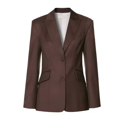 Aggi By Halewski Women's Polina Brown Stone Single Breasted Blazer