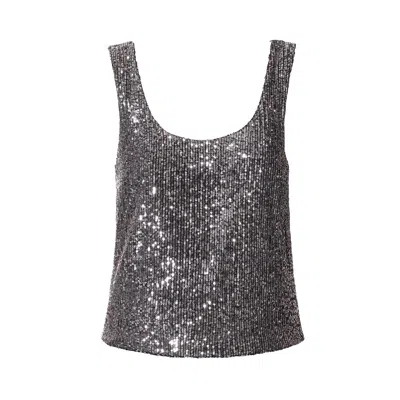 Aggi Women's Raya Silver Diamond Sequin Party Tank Top