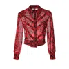 Aggi By Halewski Women's Red Harriet Chilli Pepper Blouse With Animal Pattern In Red