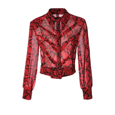 Aggi By Halewski Women's Red Harriet Chilli Pepper Blouse With Animal Pattern
