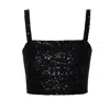 Aggi By Halewski Women's Reina Obsidian Black Sequin Crop Top In Black