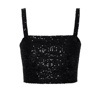 Aggi Women's Reina Obsidian Black Sequin Crop Top