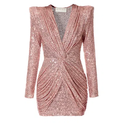 Aggi By Halewski Women's Rose Gold Jennifer Rose Cloud Mini Sequin Dress
