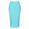 Aggi By Halewski Women's Salma Blue Radiance Midi Pencil Skirt With Slits In Blue