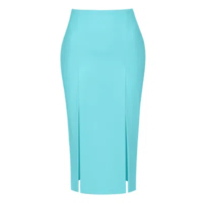 Aggi Women's Salma Blue Radiance Midi Pencil Skirt With Slits