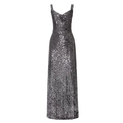 Aggi Women's Silver / Grey Jessica Silver Diamond Maxi Sequin Evening Dress In Silver/grey