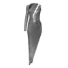 Aggi By Halewski Women's Silver Vivian Steel Grey Asymmetric Sequin Party Dress In Silver