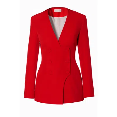 Aggi Women's Susana Fiery Red Double Breasted Feminine Blazer