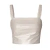 Aggi By Halewski Women's White Emily Moon Beam Vegan Leather Crop Top In White
