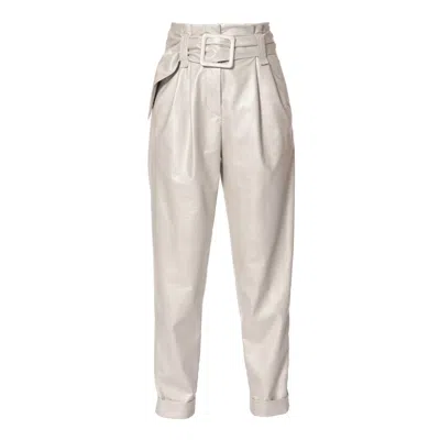 Aggi Women's White Sally Moon Beam High Waist Vegan Leather Pants