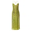 Aggi By Halewski Women's Yellow / Orange Eliza Lemon Sparkle Midi Sequin Dress In Yellow/orange