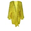 Aggi By Halewski Women's Yellow / Orange Kaia Bright Lime Mini Sequin Dress In Yellow/orange