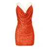 Aggi By Halewski Women's Yellow / Orange Selena Sun Orange Mini Sequine Dress In Yellow/orange