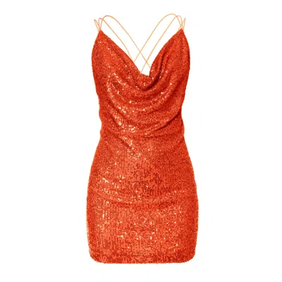 Aggi Women's Yellow / Orange Selena Sun Orange Mini Sequine Dress In Yellow/orange