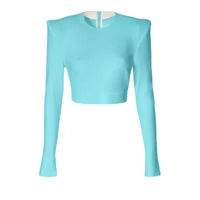 Aggi Women's Zoey Blue Radiance Long Sleeve Crop Top