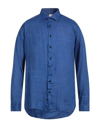 Agho Man Shirt Blue Size 15 ½ Linen