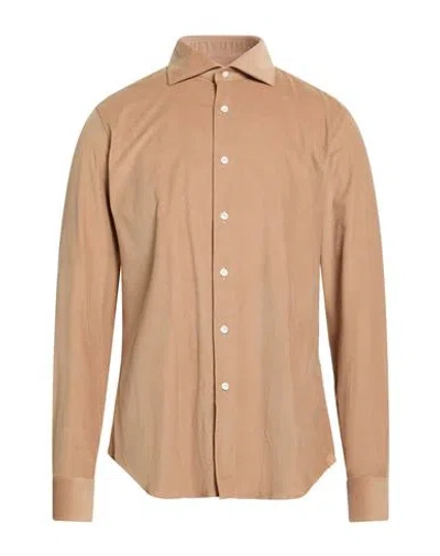 Agho Man Shirt Camel Size 17 Cotton In Sand
