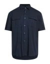Agho Man Shirt Midnight Blue Size 16 Cotton, Elastane In Blue