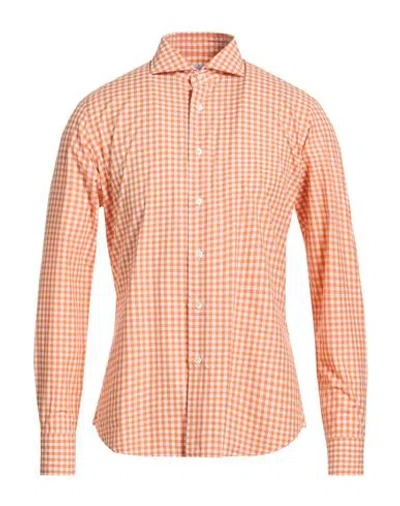Agho Man Shirt Orange Size 17 Cotton