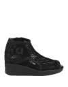 Agile By Rucoline Woman Ankle Boots Black Size 8 Textile Fibers In Black