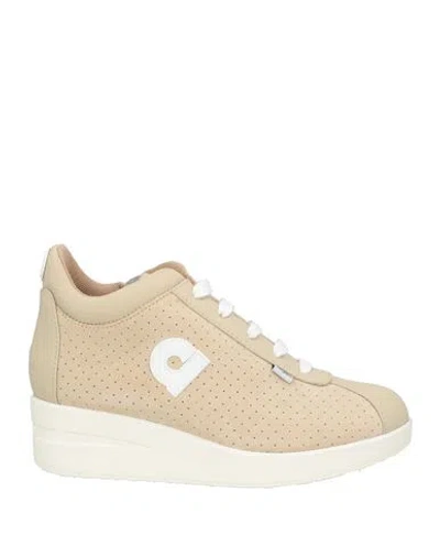 Agile By Rucoline Woman Sneakers Beige Size 10 Leather